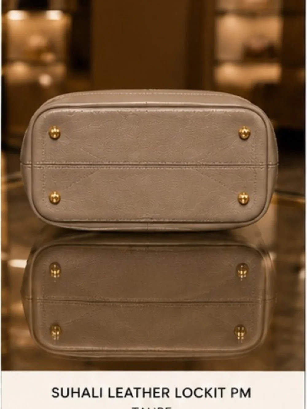 Louis Vuitton Suhali Leather Lockit PM Handbag in Taupe with Gold Chain